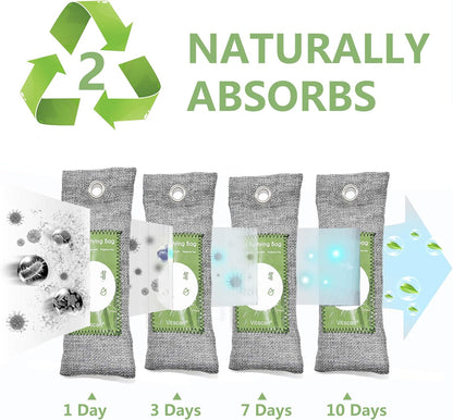 Bamboo Charcoal Air Purifying Bag, Activated Charcoal Odor Absorber | 12 Pack Natural Odor Eliminators For Home, Car, Closet, Basement, Pet, Shoe Deodorizer for Strong Odors (6x50g, 6x150g)
