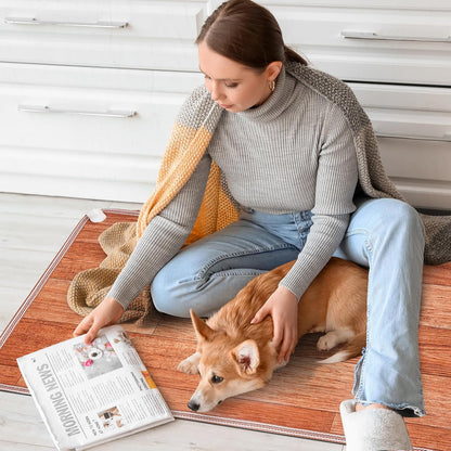 QOUBAI PVC 110V Heated Floor Mat Heater for Foot Warmer Under Desk 22 x 20 Inch Electric Heating Pad Energy Saving Carpet Pad Indoor Floor Heated Rug for Home Office Bathroom House Gray