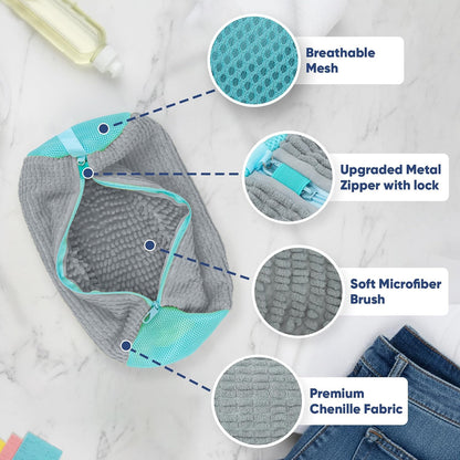 Shoe Washing Machine Bag – 2 Pcs Reusable Laundry Shoe Bag, 360° Deep Cleaning Sneaker Washing Bag, Durable Mesh Net with Zipper Protection, Fits All Shoe Types & Sizes (2 PCS Yellow)