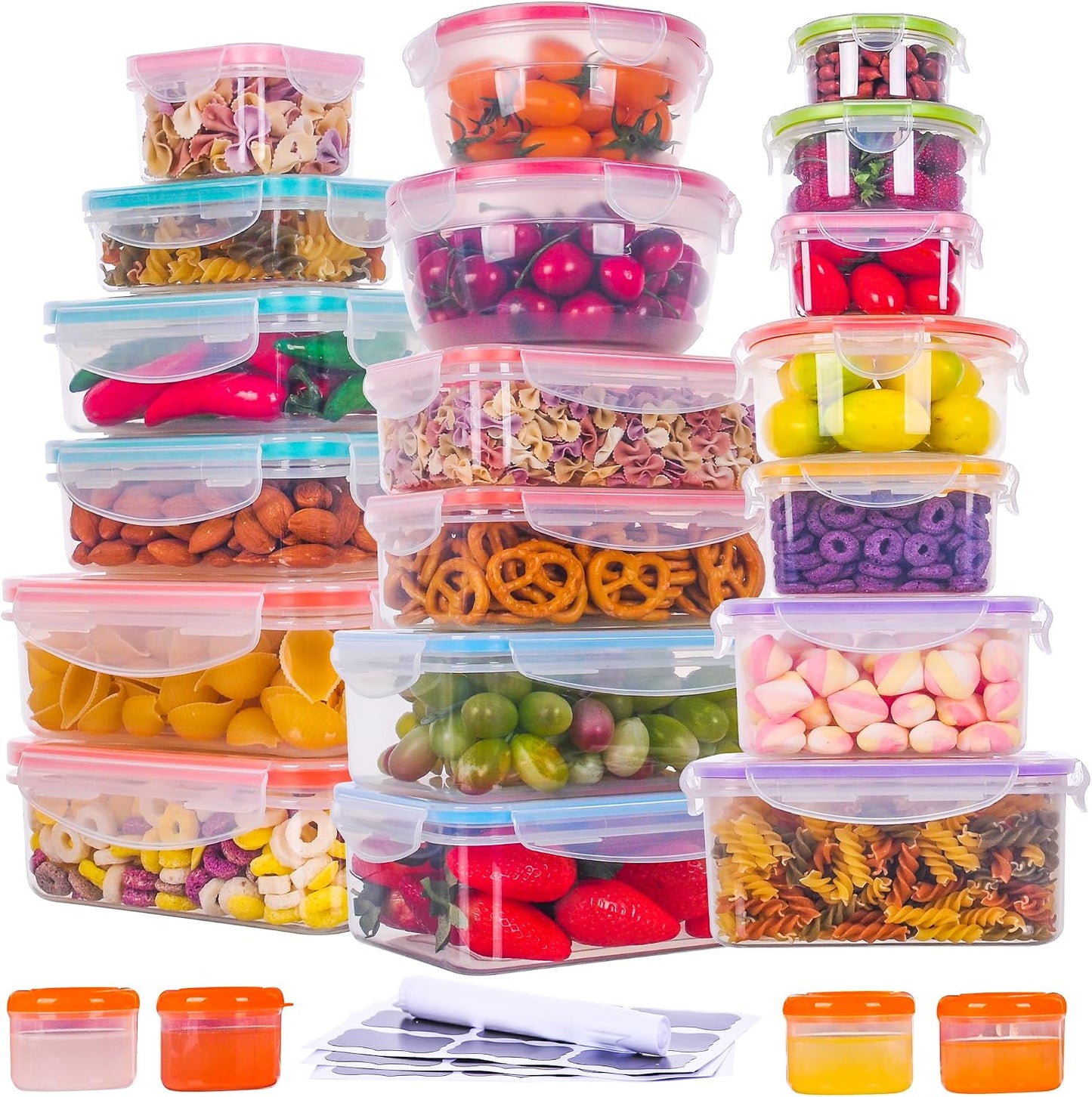 5 Pack Large Fruit Storage Containers for Fridge with Removable Colander | Plastic Food Storage Containers with Lids Airtight-Leak Proof Refrigerator Organizers and Storage of Vegetable