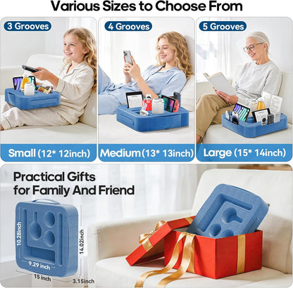 Couch Cup Holder Pillow, Sofa and Bed Caddy for iPad, Kindle, Switch, Game Controller, Remotes, Phones, Small-Sized Cup & Drink Holder for Couch, Bed, Desk, Car, Beach, Bathroom Cup Holder