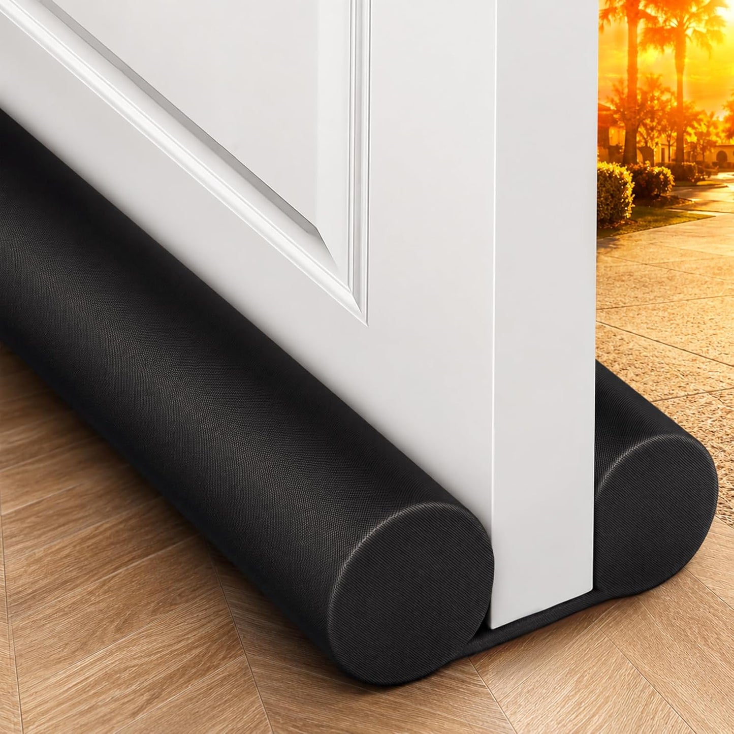 MAXTID Under Door Draft Stopper for Bottom of Doors 38" Black | Door Blocker Noise Reduce Light Cold Air Guard Breeze Sound Proof Door Sweep Door Seal Insulation Strip Gap Filler