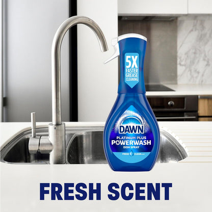 Dawn Powerwash Spray, Dish Soap, Dishwashing Liquid, Fresh, 1 Starter Kit + 3 Refills, 4x16 Fl Oz