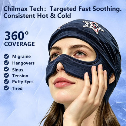 Migraine Relief Cap with Slide-Up Eye Mask, Headache Relief Ice Hat