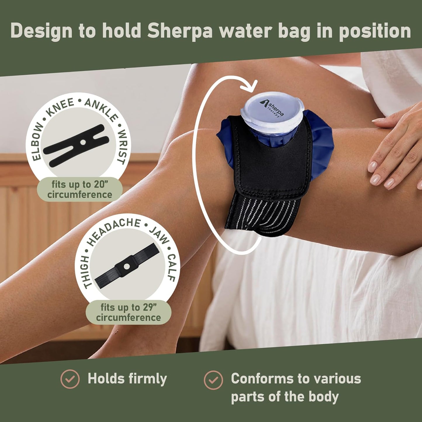Ice Bags Set of 3 with Straps, Reusable Hot & Cold Packs | Dual hot water bag for pain relief and soft ice packs for injuries, includes 3 bags and 2 hands-free straps