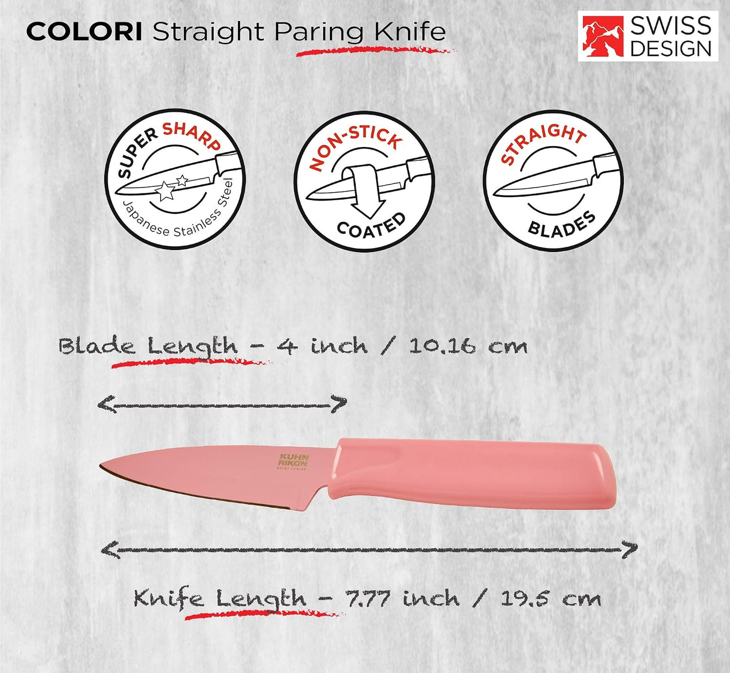 Kuhn Rikon Colori® Paring Knife – 4 Inch Japanese Stainless Steel, Nonstick Blade, Ergonomic Handle & Sheath, Yellow