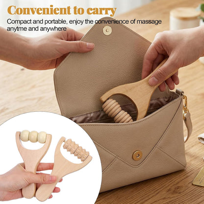 3Pcs Wooden Massage Tools Handheld Wooden Massage Roller for Full Body Muscle Men Women