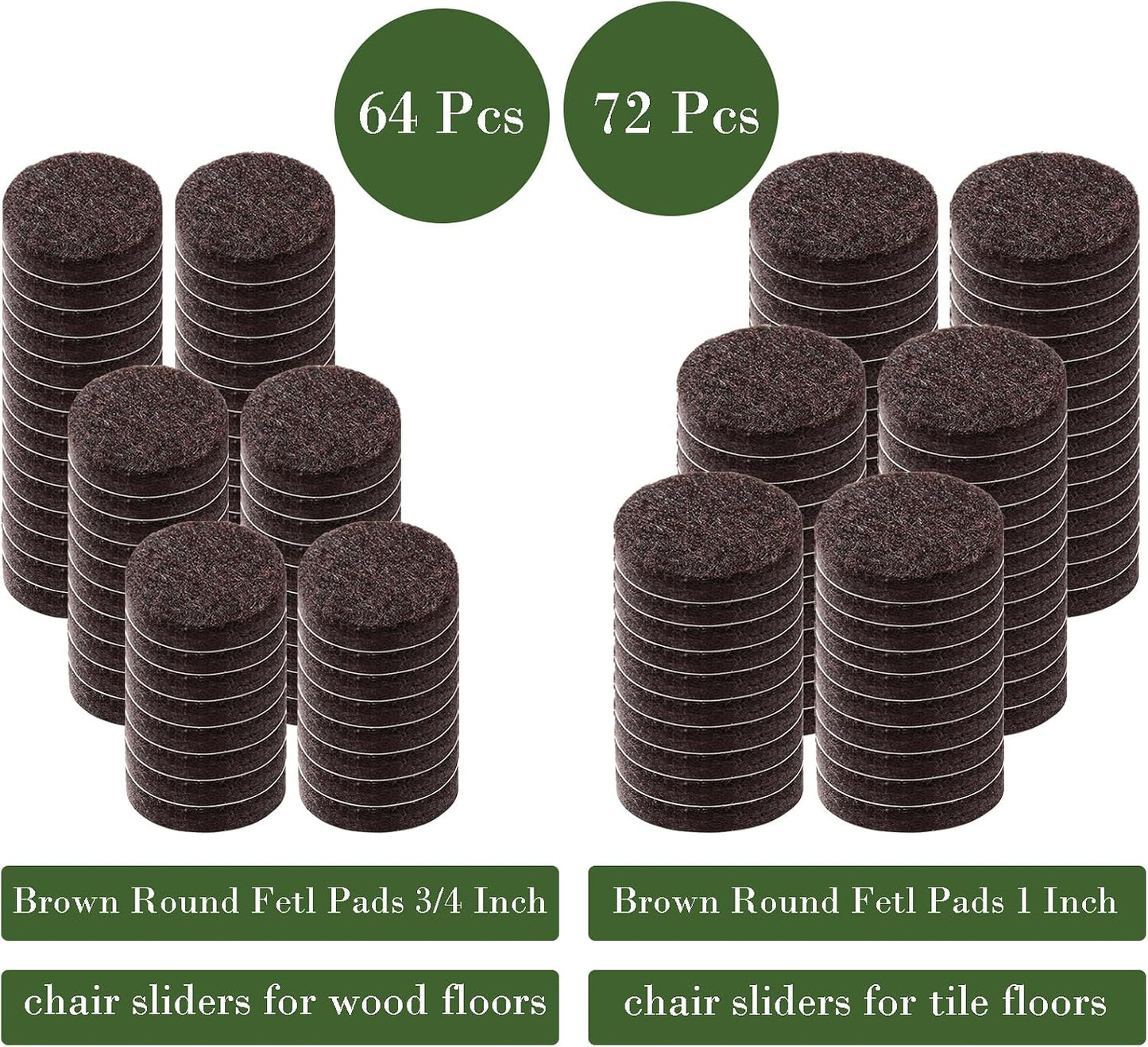 Fursafe&Q Felt Furniture Pads, Furniture Felt Pads for Hardwood Floors -Self Adhesive Chair Leg Floor Protectors, Protect Your Floors from Nicks, Bumps and Scratch,96 Pcs Round Cabinet Door Bumper