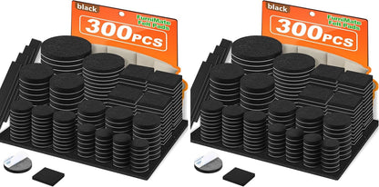 Felt Furniture Pads 300 Pieces, Furniture Pads for Hardwood Floors Black | Self-adhesive felt pads prevent scratches and noise, ideal for chair legs, suitable for hardwood floors and indoor furniture