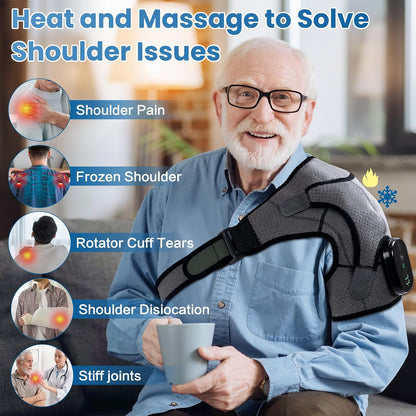 Shoulder Heating Pad with Massager,Rotator Cuff Shoulder Pain Relief,Black