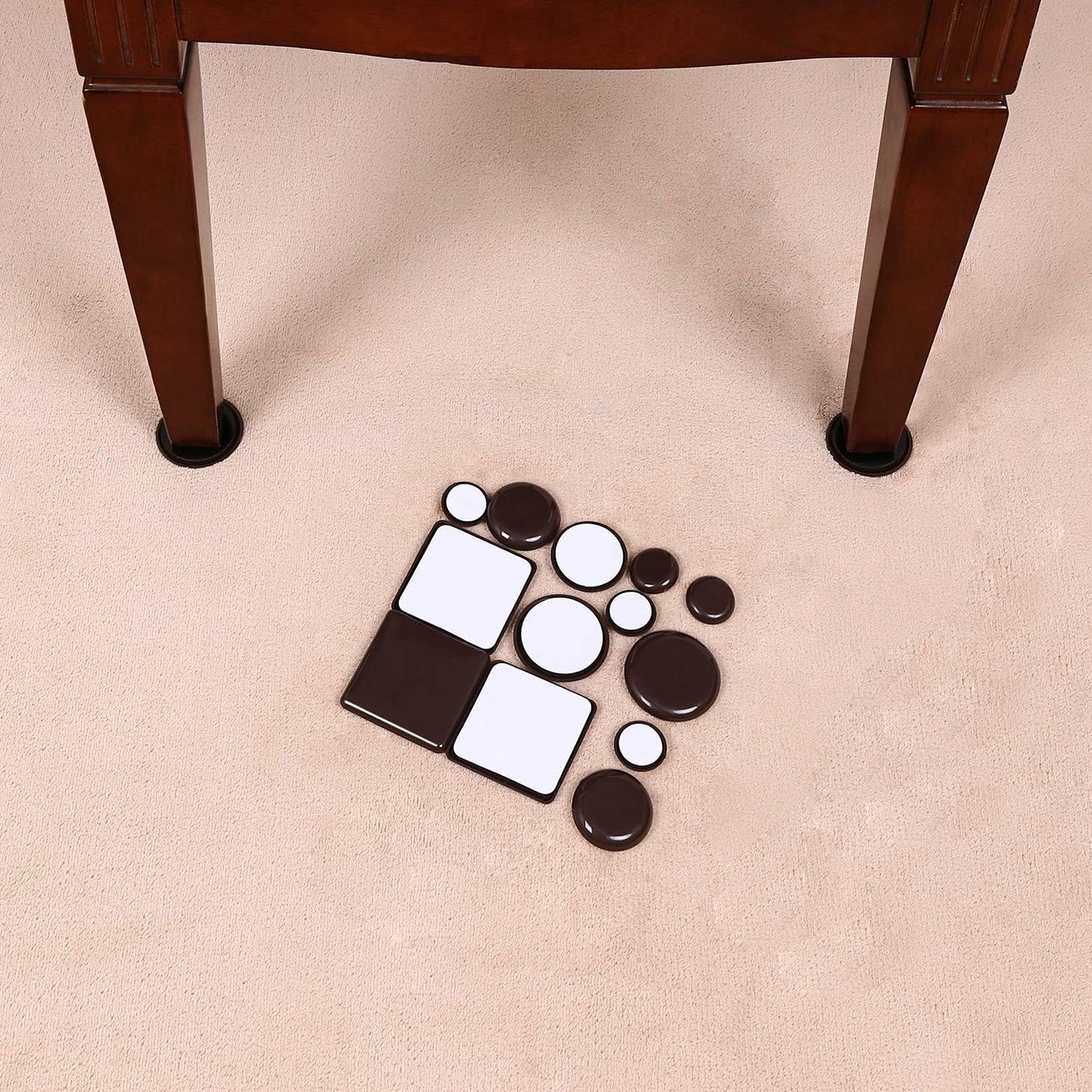 Ezprotekt Large Furniture Sliders for Carpet and Hardwood Floors, 8 Pack 9-1/2" x 5-3/4" Reusable Oval Heavy Duty Furniture Moving Pads, 4 Pcs Hard Floor Felt Sliders+4 Pcs Carpet Sliders (Beige)