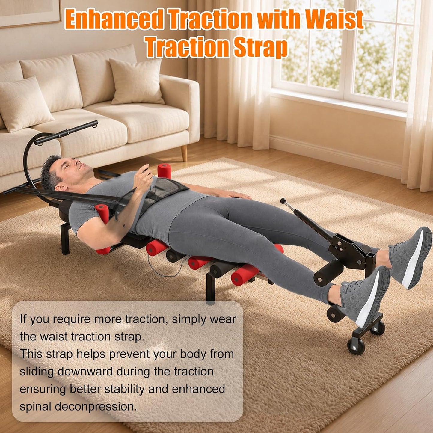 Professional Electric Traction Table, Spinal Cervical Decompression | Traction Bed for Spine Stretching, For Home Use, Back Pain Relief Device, Remote Control, Adjustable Settings