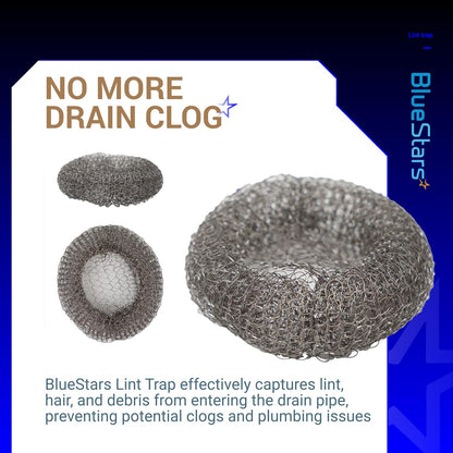 BlueStars 24-Pack Washing Machine Lint Traps with 24 Cable Ties | Rustproof Stainless Steel Mesh Captures Lint & Debris to Help Prevent Sink Drain Clogs and Costly Plumbing Repairs