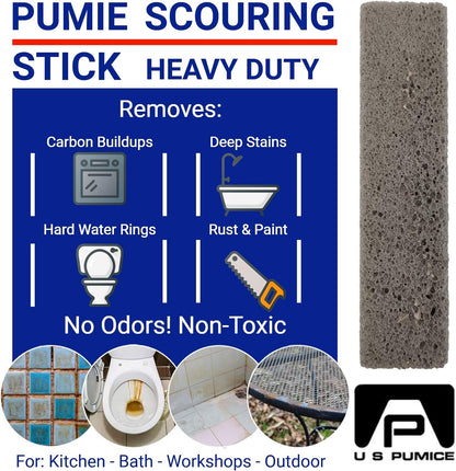 PUMIE Scouring Stick 2 Pack, Toilet Bowl Ring Remover, Heavy Duty Extra Strong Pumice Cleaning Bar, Pumice Stone for Cleaning Toilet Rings, Bathroom & Kitchen Stains by USPumice