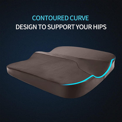 Car Seat Cushion - Comfort Memory Foam Seat Cushion for Car Seat Driver, Tailbone (Coccyx) Pain Relief, Car Seat Cushions for Driving (Gray)