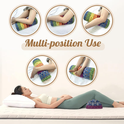 Knee Pillow for Back Sleeping – Half Moon Bolster Pillow for Under Knee While Sleeping Support, Leg & Back Pain Relief (21.5x9x5 Inches)