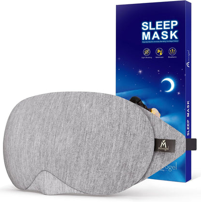 Mavogel Cotton Sleep Eye Mask, Light Blocking with Adjustable Nose Bridge | Updated Design, Soft and Comfortable Night Eye Mask for Men Women, Eye Blinder for Shift Work, Includes Travel Pouch, Grey