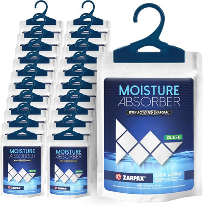 Zarpax Moisture Absorber Sachets Activated Charcoal 7.5 oz/212g - Remove Excess Moisture In Air & Odor - Desiccant Dehumidifier for Closet, Drawer, Storage - Dampness & Humidity Control - Set of 5