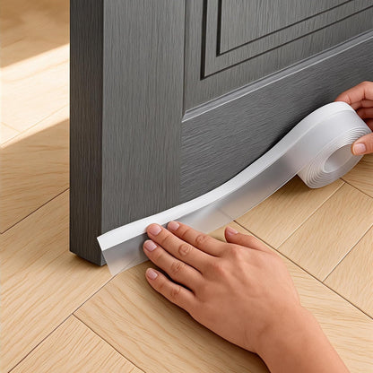 Clear Silicone Weather Stripping Seal Door Tape - Strong Adhesive Door & Window Seal Strip for Draft Stopper, Dustproof | Peel & Stick, Removable, No-Residue [33Feet x 45mm]