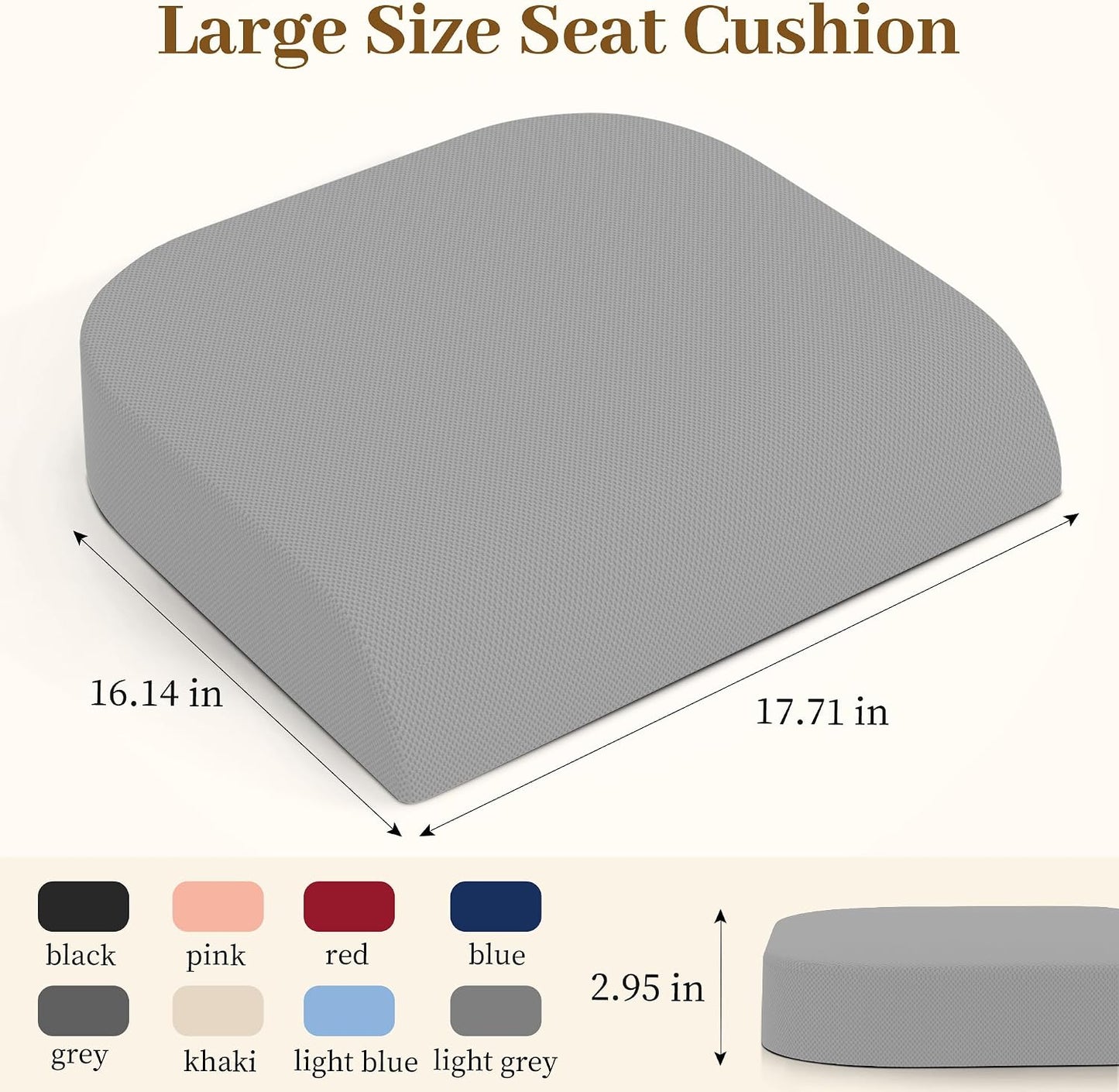 TranquilRelax Memory Foam Seat Cushion for Office Chair, 3-Inch, Black | Medium-firm Support for Long Sitting, Washable Mesh Cover, Non-slip Base, Perfect for Car Seats & Short Drivers