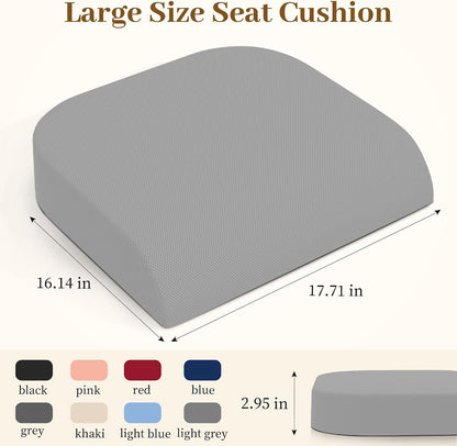 TranquilRelax Memory Foam Seat Cushion for Office Chair, 3-Inch, Black | Medium-firm Support for Long Sitting, Washable Mesh Cover, Non-slip Base, Perfect for Car Seats & Short Drivers