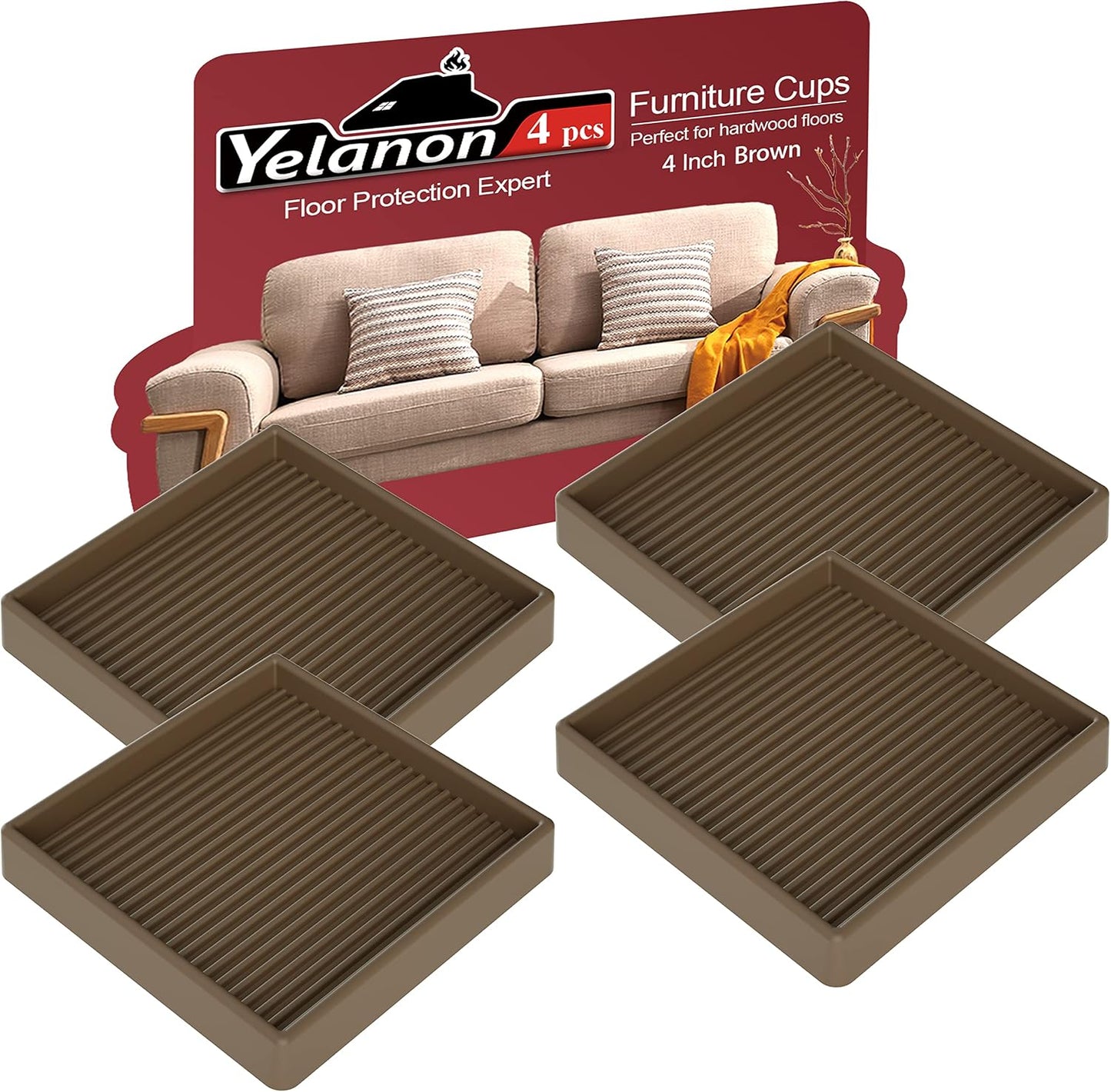 Non Slip Furniture Pads for Hardwood Floors -8 Pcs 3” Furniture Coasters Cups, Anti Skid Furniture Grippers Rubber Feet, Floor Protectors for Furniture Bed Couch Stoppers