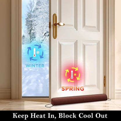 Door Draft Stopper with Removable Washable Cover, 38", Black | Weighted Gap Filler, Blocks Hot and Cold Air, All-Season Seal, Easy Install, Noise & Wind Blocker, Home Essentials