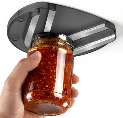 Mount-on Cabinet Jar Opener for Weak Hands,Seniors with Arthritis,Double U Shaped Grooves Grip Bottle Opener for Any Size Lid,304 Stainless Steel One-Handed Can Opener Tool for Home Assistance,Blue