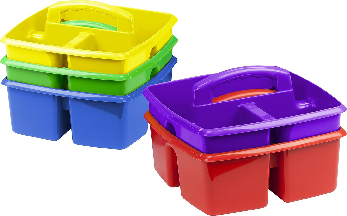 Storex 2-Compartment Large Cleaning Caddy – Multipurpose Supply Organizer with Handle - Black, 1-Pack (00973A06C)