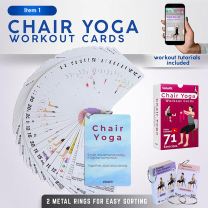[Large Print Cards] Chair Yoga for Seniors Over 60; 71 Poses & QR Videos