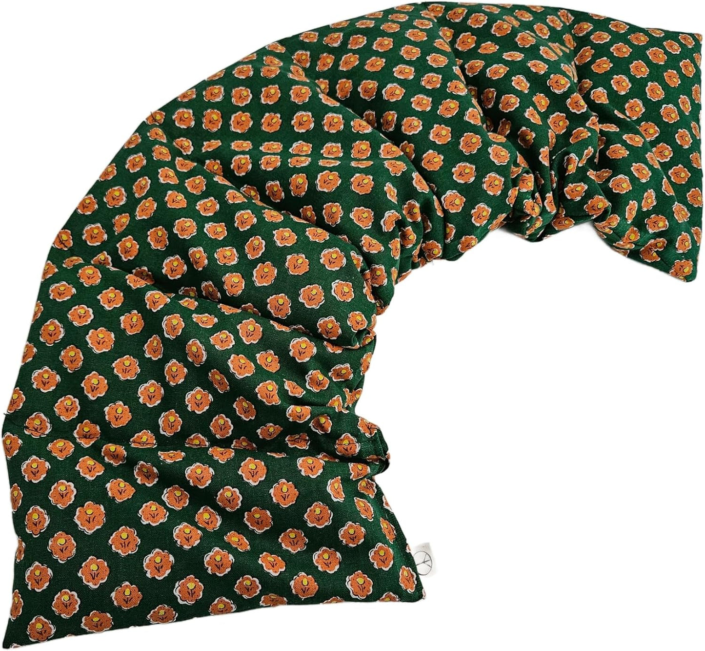 Microwavable LOVEwrap Neck & Shoulder Wrap Pad - Aroma - 6 X 24- Flax w/fine Mist of Calming Lavender Oil - subtly Scented - All Natural - Hot Cold Therapy Muscles Pain Relief - Orange Blue Flowers