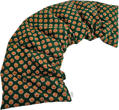 Microwavable LOVEwrap Neck & Shoulder Wrap Pad - Aroma - 6 X 24- Flax w/fine Mist of Calming Lavender Oil - subtly Scented - All Natural - Hot Cold Therapy Muscles Pain Relief - Orange Blue Flowers