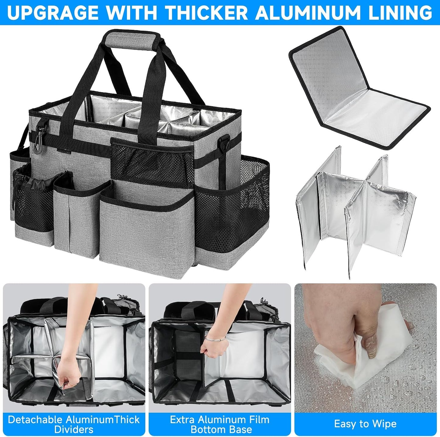 Cleaning Caddy Bag, Extra Large Cleaning Supply Bag for Housekeepers,Black | Sturdy Cleaning Caddy Organizer for Cleaning Supplies with Handle and Adjustable Shouder Strap, Easy to Clean Design