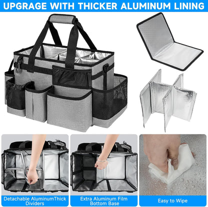 Cleaning Caddy Bag, Extra Large Cleaning Supply Bag for Housekeepers,Black | Sturdy Cleaning Caddy Organizer for Cleaning Supplies with Handle and Adjustable Shouder Strap, Easy to Clean Design
