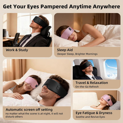 Heated Eye Mask for Dry Eyes, Cordless Warm Eye Compress 120-Min Battery, FSA - HSA Eligible, Eye Strain Relief, Washable Silk Travel Eye Mask with Extra Cover for Better Sleep (Pink & Purple)