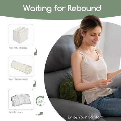 HIGOGOGO Lumbar Support Pillow for Recliner Chair/Accent Chair/Couch/Office Chair, Tufted Corduroy Back Support Cushion for Elderly, Recliner Cushions for Back Rest, Pain Relief, Reading, Dark Grey