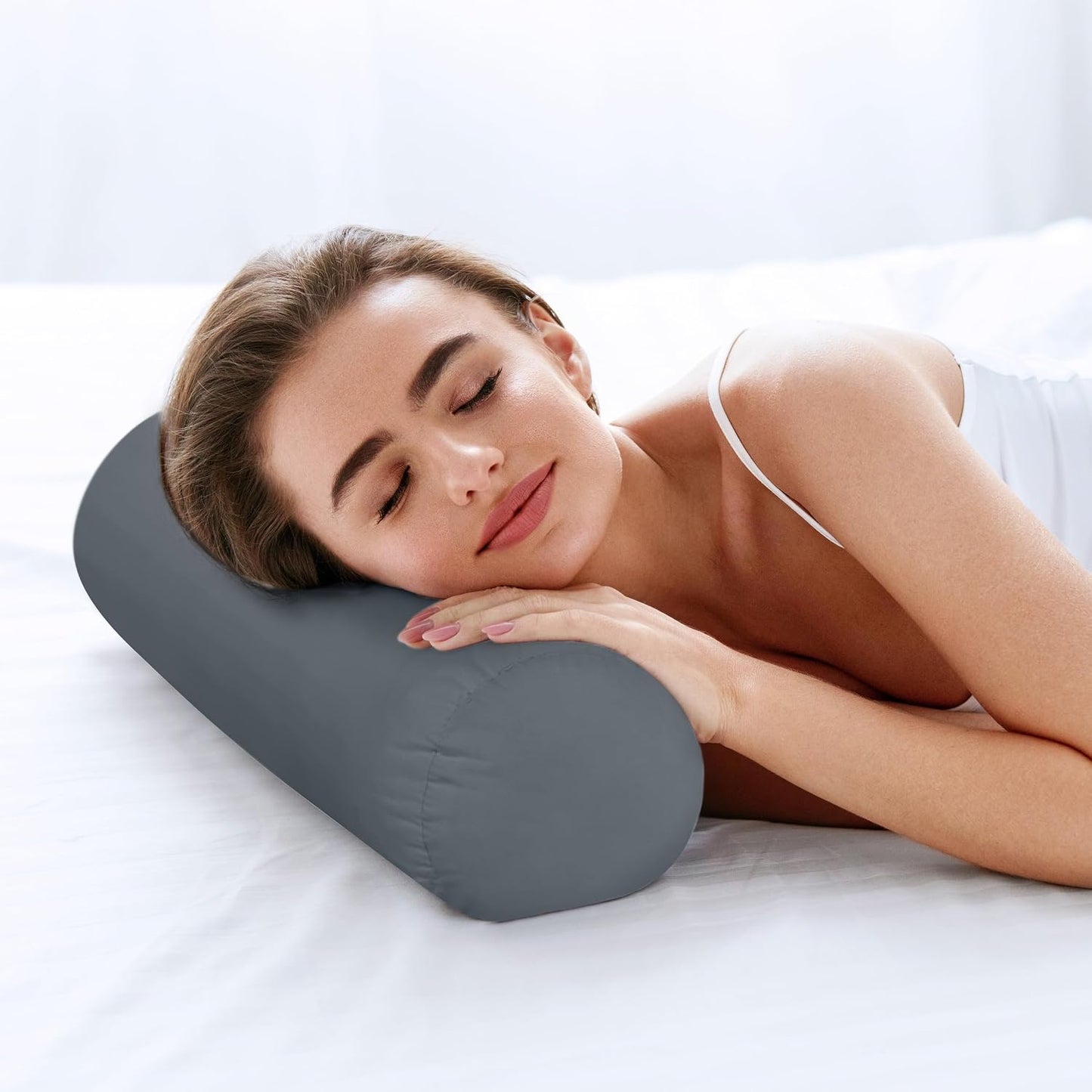 Utopia Bedding Bolster Pillow Inserts, 6x16 Neck roll Pillow, 2 Pack, White | Cylinder pillow, Round design, cervical & knee support pillow for sleeping, Massage relaxing and recovery, Set of 2, White