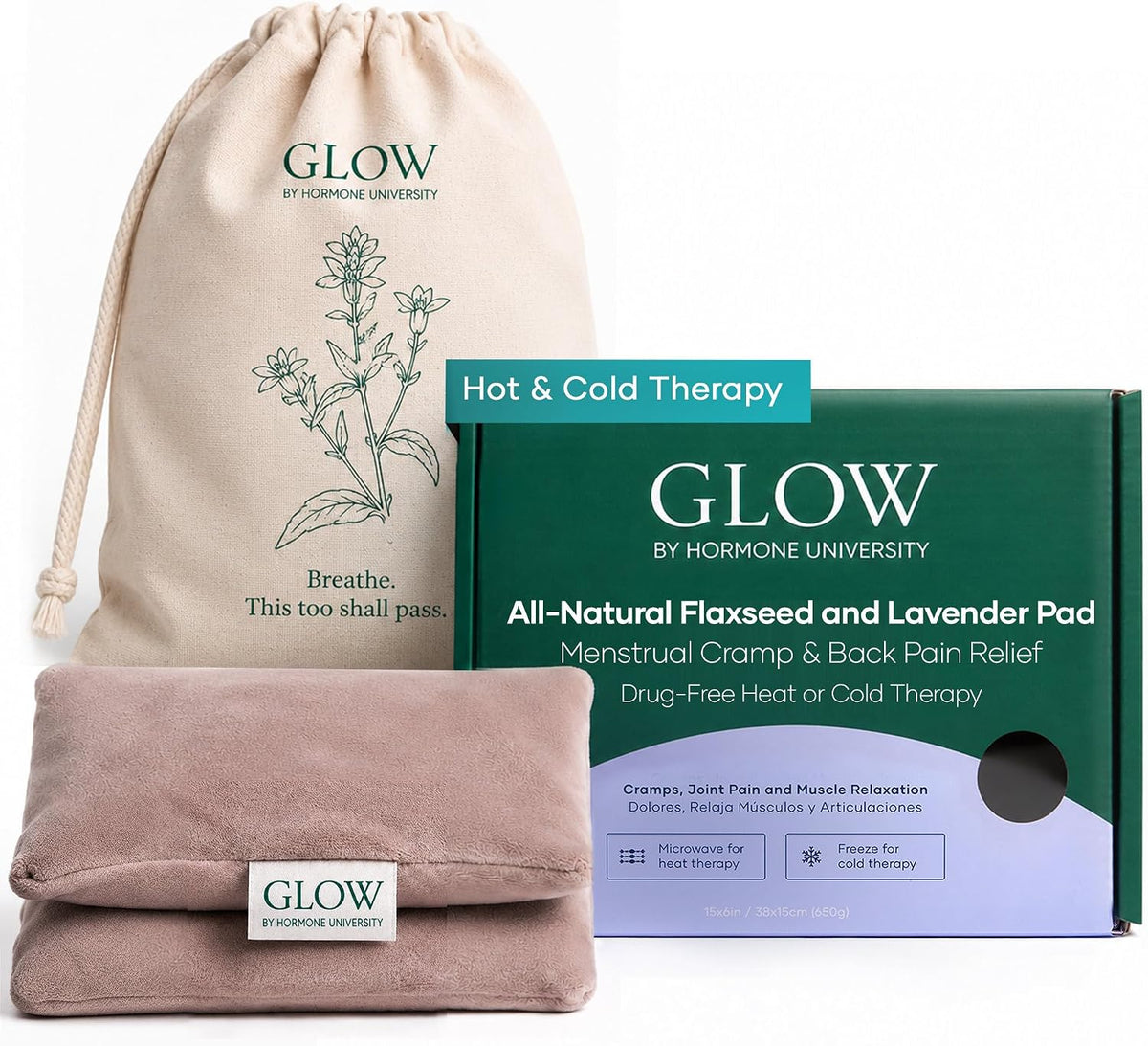 Microwavable Heating Pad for Hot/Cold Therapy By Glow by Hormone University