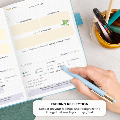Clever Fox 4 Minute Journal, Guided Daily Habit Tracker Aquamarine