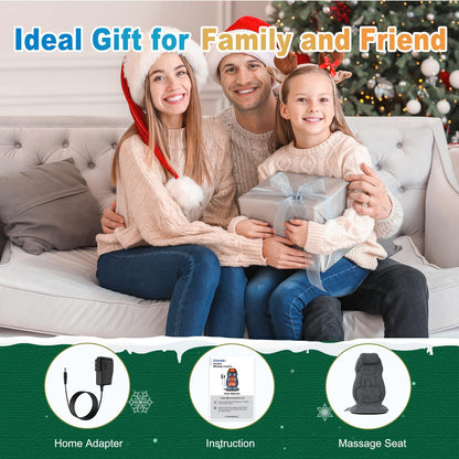 Back Massager with Soft Plush Fabric Cover, Massage Seat Cushion with 8 Vibration Motors & 2 Heating Levels, Chair Massager for Recliner, Office Chair, Sofa Use