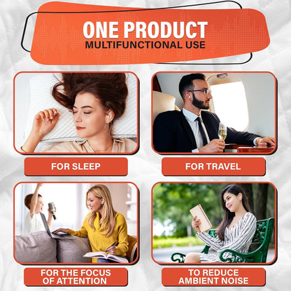 Reusable White Ear Plugs for Sleeping, Reduce 40 dB, Noise Canceling