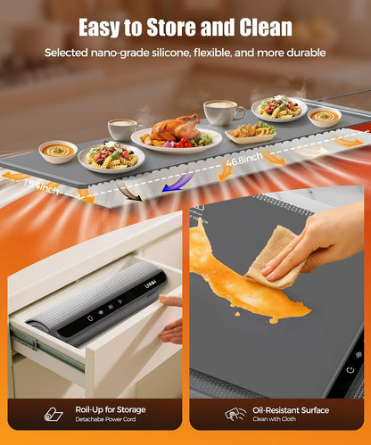 Warming Mat for Food, 26x15 Inch, Off White, Fast Heat, Child Lock