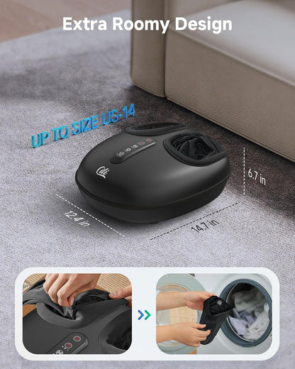 Shiatsu Foot Massager with Heat and Compression, Kneading, Rolling,Electric Feet Massager for Plantar Fasciitis, Neuropathy, Feet Heater, Foot Warmer for Women, Size Up to 14"