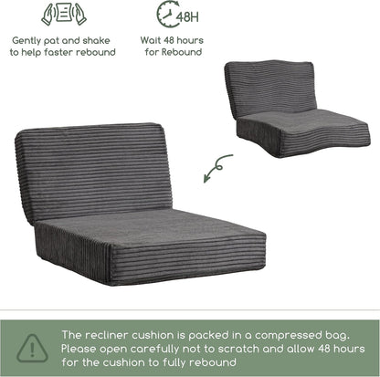 HIGOGOGO Corduroy Recliner Chair Cushion with Lumbar Support Pillow Soft Non-Slip 4" Thick Seat Pad Prevent Buttocks & Back Pain in Seniors (Beige, 12" Backrest)