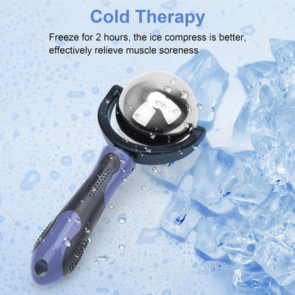Cold Massage Roller Ball with Handle-Back Muscle Metal Ice Roller Ball Tool