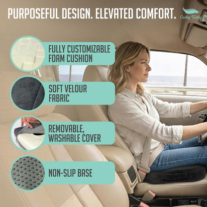 Cushy Tushy Premium Foldable Travel Seat Cushion - for Relief of Lower Back, Sciatic, Butt and Tailbone Pain - for Home & Office Use, Perfect for Travel or Driving - Coccyx Seat Cushion