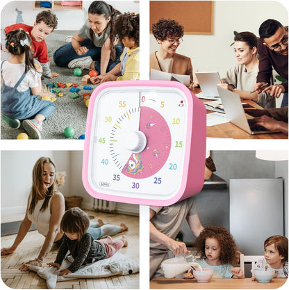 Yunbaoit Rainbow Visual Timer for Kids, 60-min Countdown Timer, Blue | Protective Case, No Ticking, Mute and Ringing Alarm Available, Time Management Tool, Low Power Reminder, for Study,Game,Work