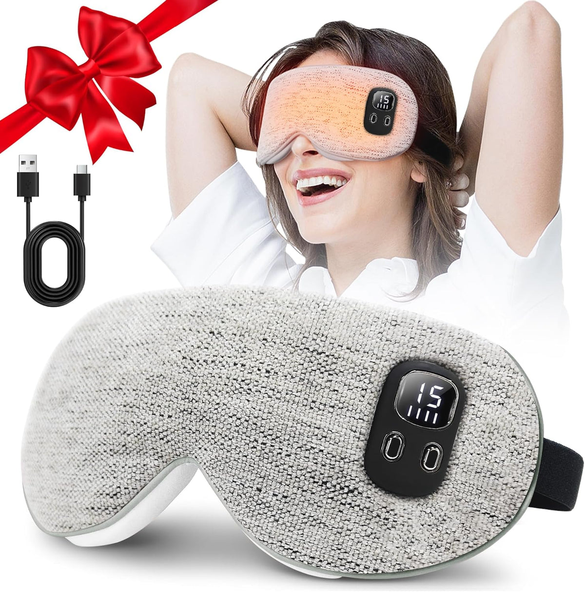 Heated Eye Mask, Cordless Rechargeable Eye Compress
