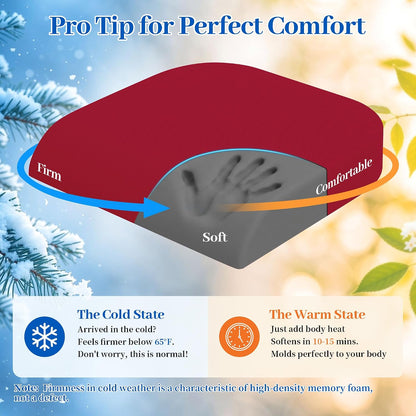 TranquilRelax Memory Foam Seat Cushion for Office Chair, 3-Inch, Black | Medium-firm Support for Long Sitting, Washable Mesh Cover, Non-slip Base, Perfect for Car Seats & Short Drivers