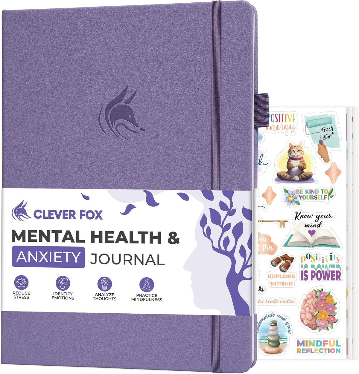 Clever Fox Mental Health & Anxiety Journal CBT Prompts 5.8x8.3 Lavender